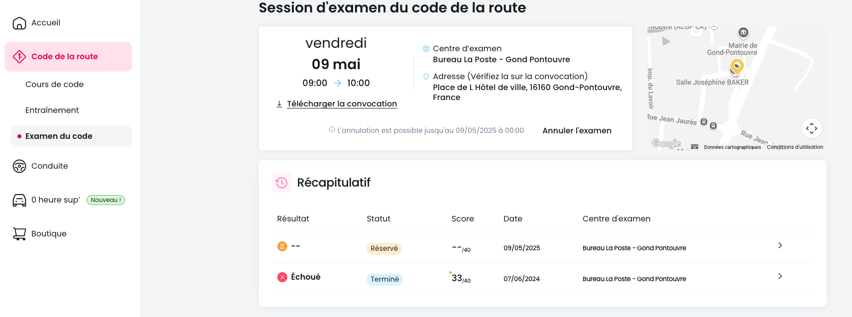 Où puis-je trouver ma convocation au Code de la route